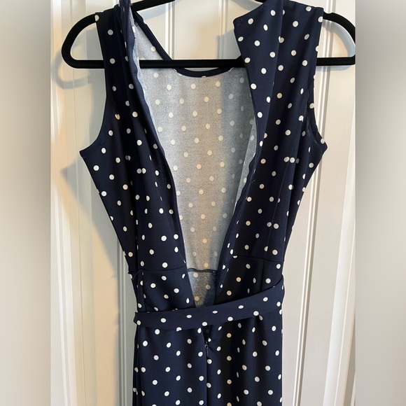 Navy Polka Dot Jumpsuit (Large) - Picture 7 of 10
